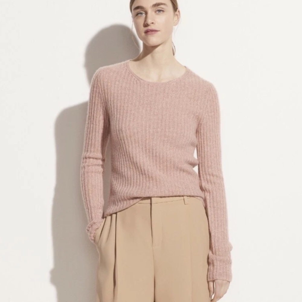 Vince Women's Ribbed Knit Cashmere/Wool Sweater - Light Pink